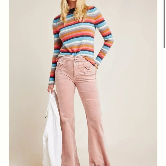 Pilcro and The Letterpress High Rise Trouser Bootcut Pants, Pink/Rose, 29 - Picture 1 of 12